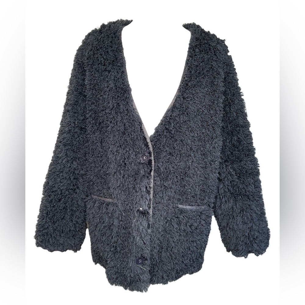 Bluivy COAT Winter Warm Faux Fur Black Shaggy Fluffy Holiday Gift Party - Picture 7 of 16